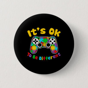 Macaron Rond 5 Cm Ok Pour Être Différent Joueur Vidéo Jeu Autisme Aw