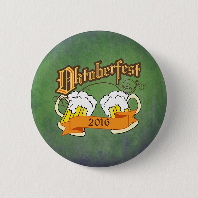 Macaron Rond 5 Cm Oktoberfest Festival allemand Bière Steins Typogra (Devant)