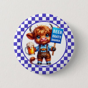 Macaron Rond 5 Cm Oktoberfest Highland Cow