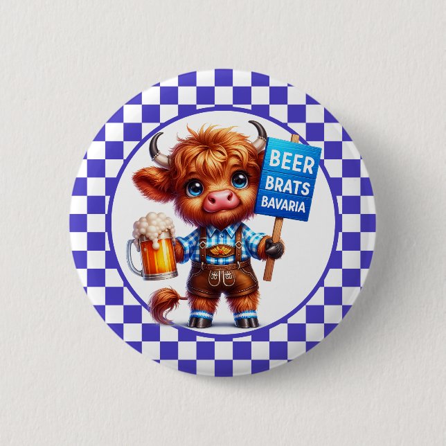 Macaron Rond 5 Cm Oktoberfest Highland Cow (Devant)