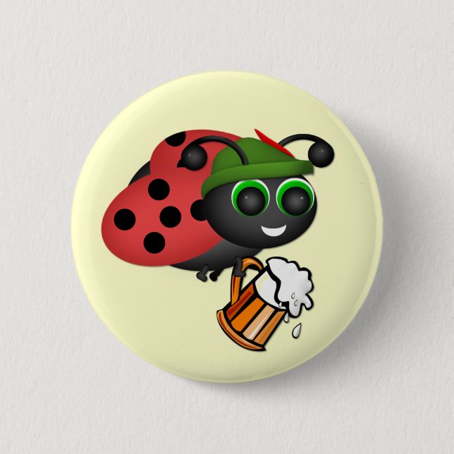 Macaron Rond 5 Cm Oktoberfest Ladybug avec bière (Devant)