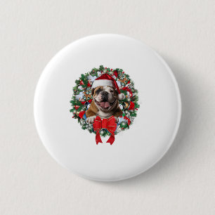 Macaron Rond 5 Cm Old English Buldog Noël Décoration de couronne Xm