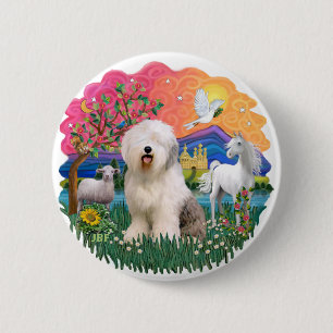 Macaron Rond 5 Cm Old English Sheepdog #6