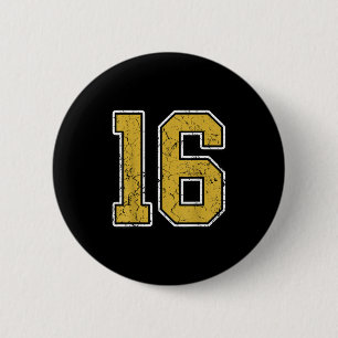 Macaron Rond 5 Cm Old Gold Black White Srts Numéro 16 Jersey Uniform