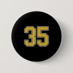 Macaron Rond 5 Cm Old Gold Black White Srts Numéro 35 Jersey Uniform