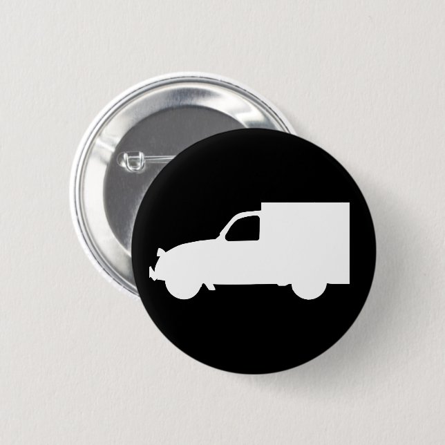 Macaron Rond 5 Cm Oldtimer 2cv transporteur AZU silhouette (Devant & derrière)