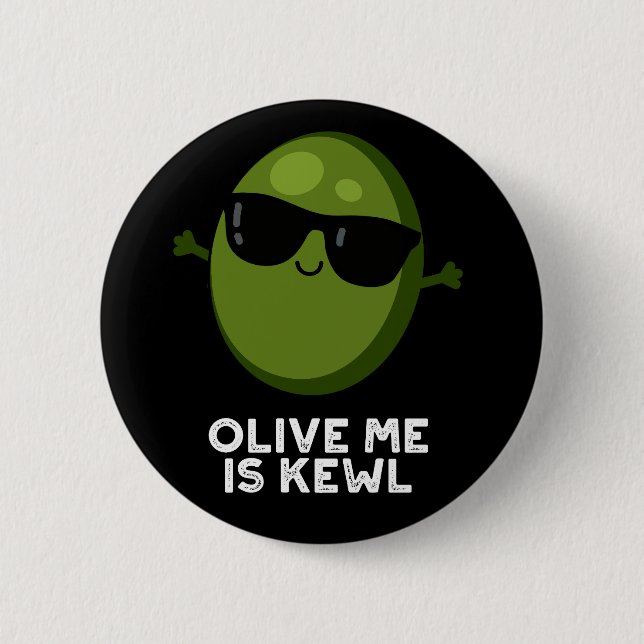 Macaron Rond 5 Cm Olive Me Est Kewl Cool Olive Pun Dark BG (Devant)