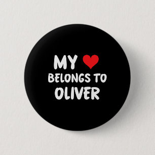 Macaron Rond 5 Cm Oliver - Mon cœur appartient à Oliver - Amour 