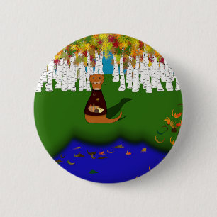 Macaron Rond 5 Cm Oliver The Otter at River Wolf Lake à Autumn