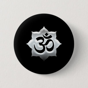 Macaron Rond 5 Cm OM Symbole Lotus Spiritualité Yoga Crest
