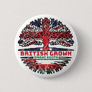 Macaron Rond 5 Cm Oman Omani Royaume-Uni drapeau des racines d'arbre