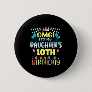 Macaron Rond 5 Cm Omg C'Est Mes Filles 10e Anniversaire Doux 10 Ans