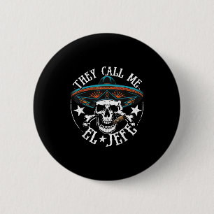 Macaron Rond 5 Cm On M'Appelle El Jefe Mexicaine Crâne À Sucre Cinco