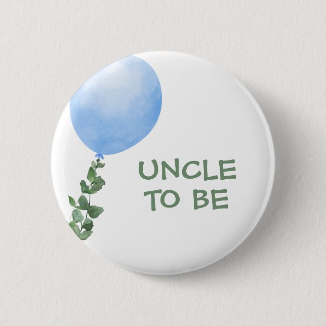 Macaron Rond 5 Cm Oncle à être Bleu Bleu Bouton Baby shower (Devant)