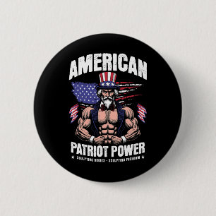 Macaron Rond 5 Cm Oncle américain Sam Bodybuilding - Pour le patriot
