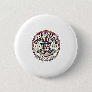 Macaron Rond 5 Cm Oncle Freedom Patriotique Oncle Sam Personnage Fon