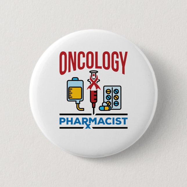 Macaron Rond 5 Cm Oncologie Pharmaciste Cancer Care Équipe de pharma (Devant)