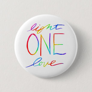 Macaron Rond 5 Cm One Light One Love Inspirational Rainbow Words Pin