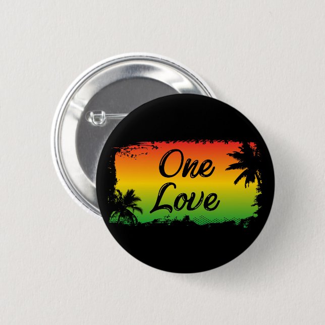 Macaron Rond 5 Cm One Love Reggae Music (Devant & derrière)