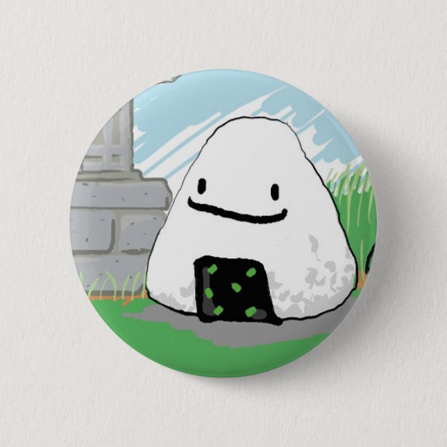 Macaron Rond 5 Cm Onigiri heureux (Devant)