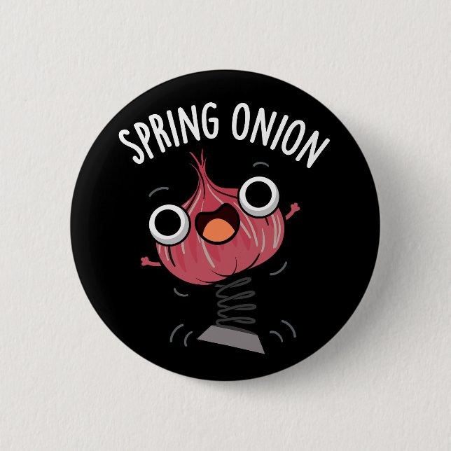Macaron Rond 5 Cm Onion de printemps amusant Veggie Pun Dark BG (Devant)