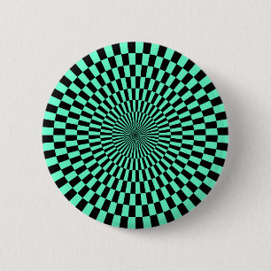 Macaron Rond 5 Cm Op Art - Turquoise and Black
