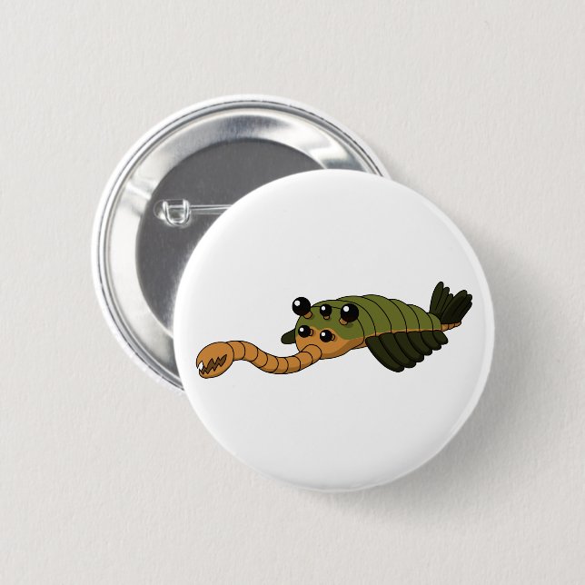 Macaron Rond 5 Cm Opabinia - Animal préhistorique (Devant & derrière)