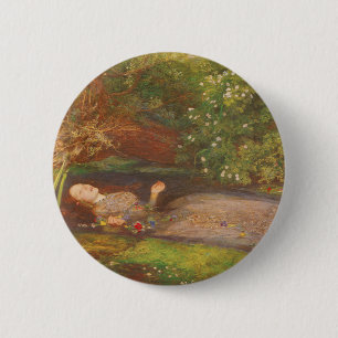 Macaron Rond 5 Cm Ophélie de Millais, Art Victorien Vintage
