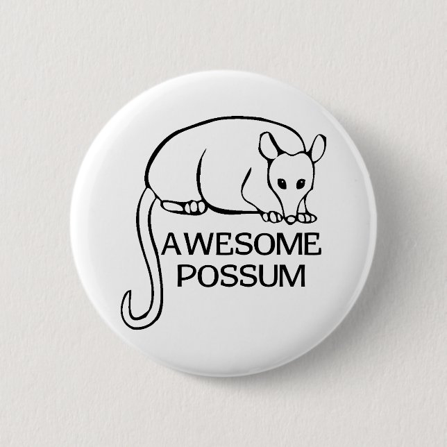 Macaron Rond 5 Cm Opossum impressionnant (Devant)