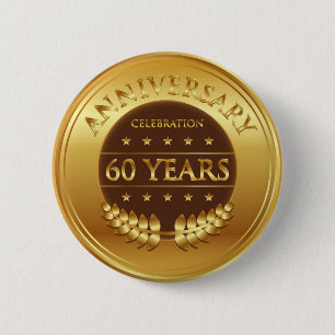Macaron Rond 5 Cm Or du 60e anniversaire