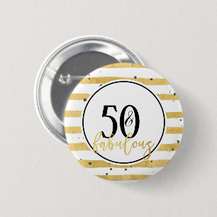 Macaron Rond 5 Cm Or moderne 50 & Fabuleux Bouton Confetti Anniversa