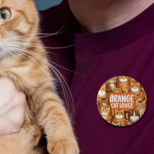 Macaron Rond 5 Cm Orange amoureux des chats Ginger chats cadeau