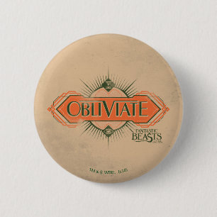 Macaron Rond 5 Cm Orange Art Déco Obliviate Spell Graphisme