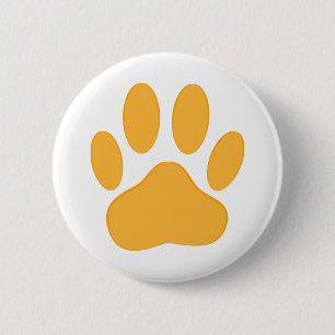 Macaron Rond 5 Cm Orange Dog Pawprint