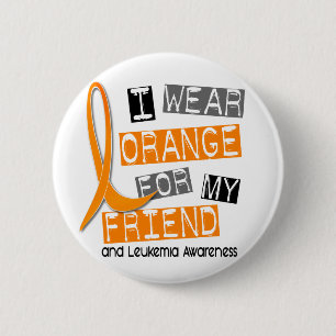 Macaron Rond 5 Cm Orange d'usage de la leucémie I pour mon ami 37
