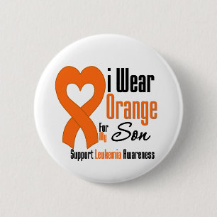 Macaron Rond 5 Cm Orange d'usage de la leucémie I pour mon fils