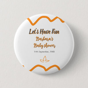 Macaron Rond 5 Cm Orange gris rétro baby shower espagnol boho modern