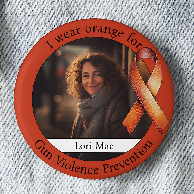 Macaron Rond 5 Cm Orange Gun Violence Prevention Awareness Photo (Créateur téléchargé)