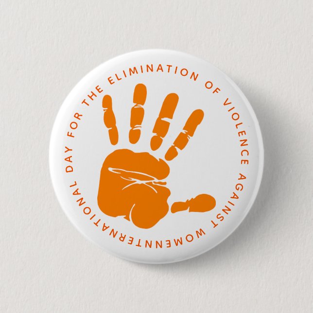 Macaron Rond 5 Cm Orange Hand End the Violence (Devant)