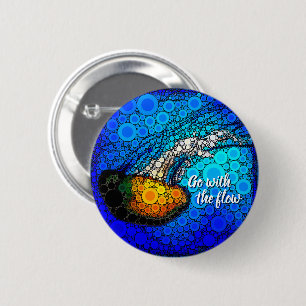 Macaron Rond 5 Cm Orange Jellyfish Blue Ocean Go With the Flow