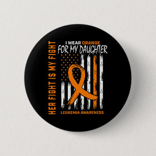 Macaron Rond 5 Cm Orange Leukemia Cancer Sensibilisation American