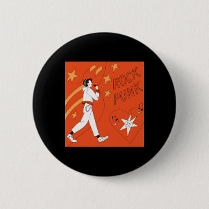 Macaron Rond 5 Cm Orange Punk Rock Art numérique expressif Illustrat