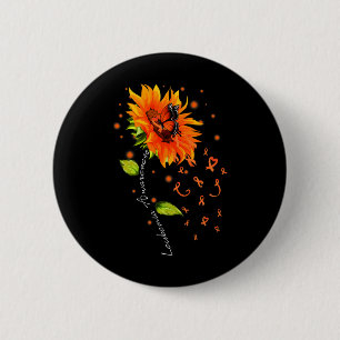 Macaron Rond 5 Cm Orange Ribbon Tournesol Butterfly Leukemia