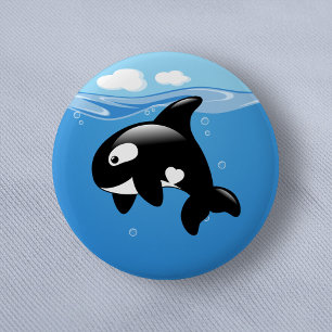 Macaron Rond 5 Cm Orca Whale en Océan