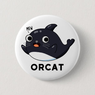 Macaron Rond 5 Cm Orcat Drôle Chat Orca Pun