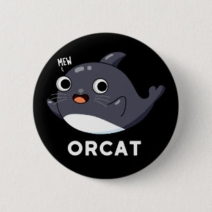Macaron Rond 5 Cm Orcat Funny Chat Orca Pun Dark BG