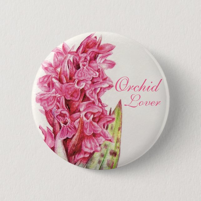 Macaron Rond 5 Cm Orchid lover painted art Button (Devant)