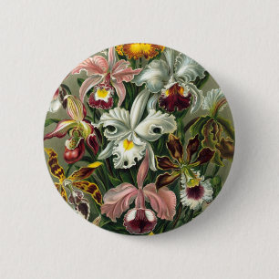 Macaron Rond 5 Cm Orchidées vintages