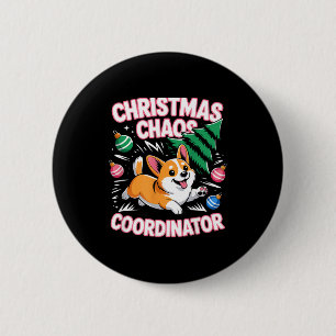 Macaron Rond 5 Cm Organisateur de chaos de Noël Chien de Noël Drôle