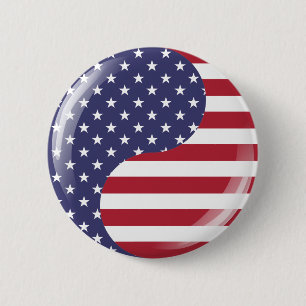 Macaron Rond 5 Cm Original USA patriotic Ying yang